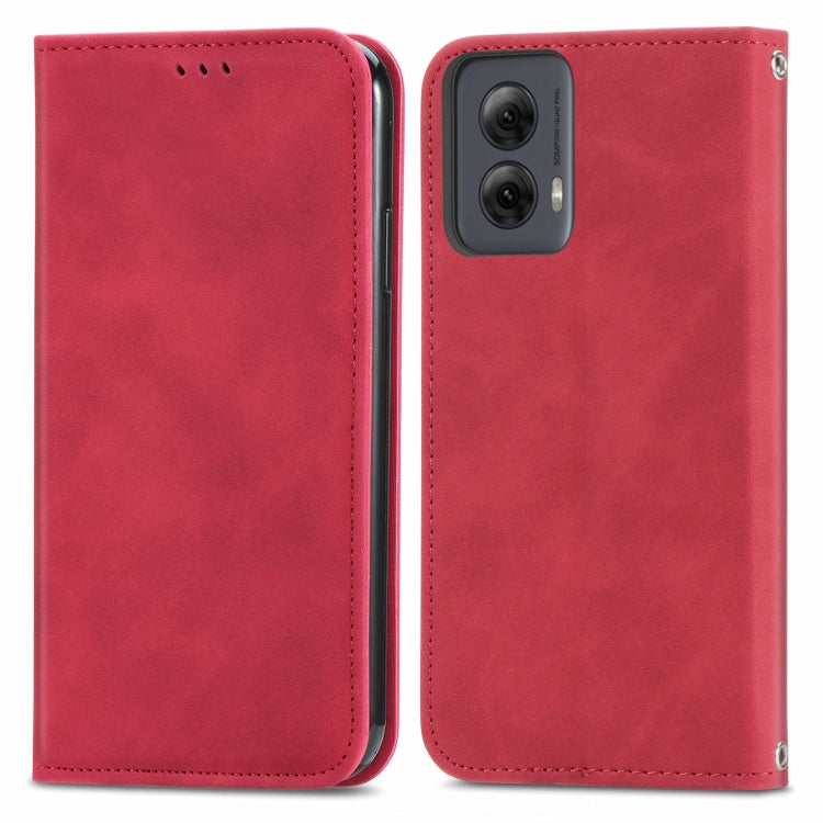 For Motorola Moto G Power 5G 2024 Retro Skin Feel Magnetic Flip Leather Phone Case(Red) - Motorola Cases by PMC Jewellery | Online Shopping South Africa | PMC Jewellery | Buy Now Pay Later Mobicred