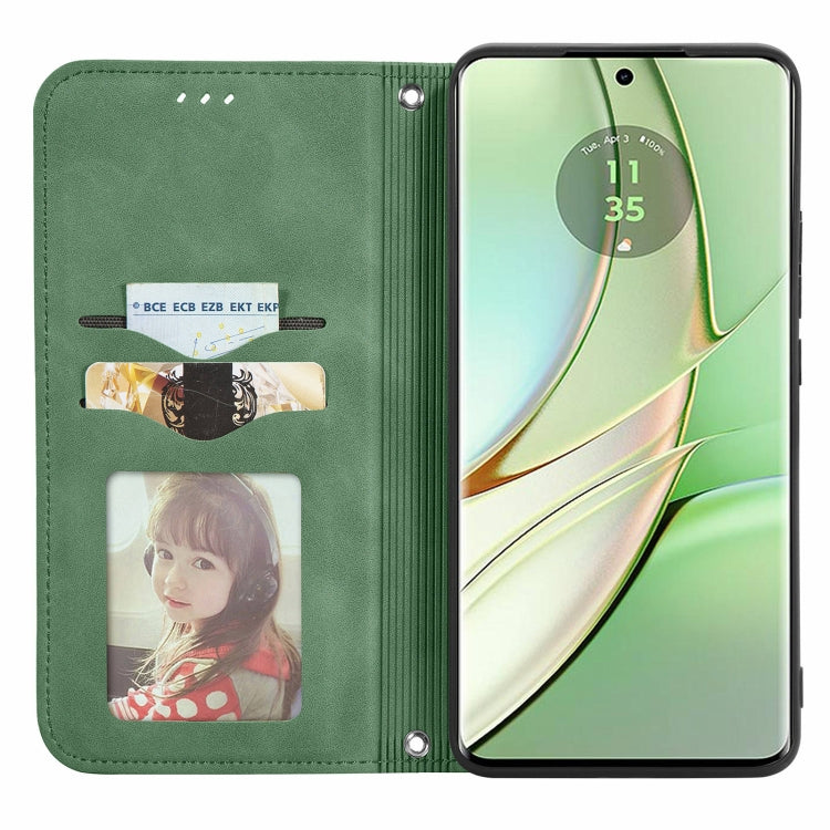 For Motorola Edge 2024 Retro Skin Feel Magnetic Flip Leather Phone Case(Green) - Motorola Cases by PMC Jewellery | Online Shopping South Africa | PMC Jewellery | Buy Now Pay Later Mobicred