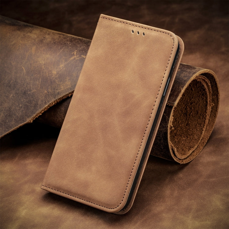 For Motorola Edge 2024 Retro Skin Feel Magnetic Flip Leather Phone Case(Brown) - Motorola Cases by PMC Jewellery | Online Shopping South Africa | PMC Jewellery | Buy Now Pay Later Mobicred