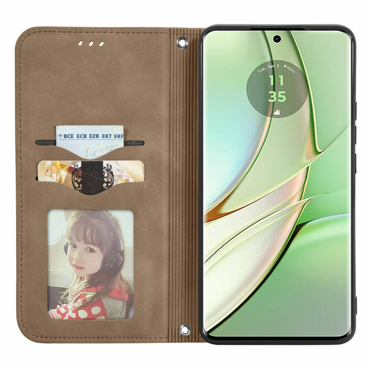 For Motorola Edge 2024 Retro Skin Feel Magnetic Flip Leather Phone Case(Brown) - Motorola Cases by PMC Jewellery | Online Shopping South Africa | PMC Jewellery | Buy Now Pay Later Mobicred