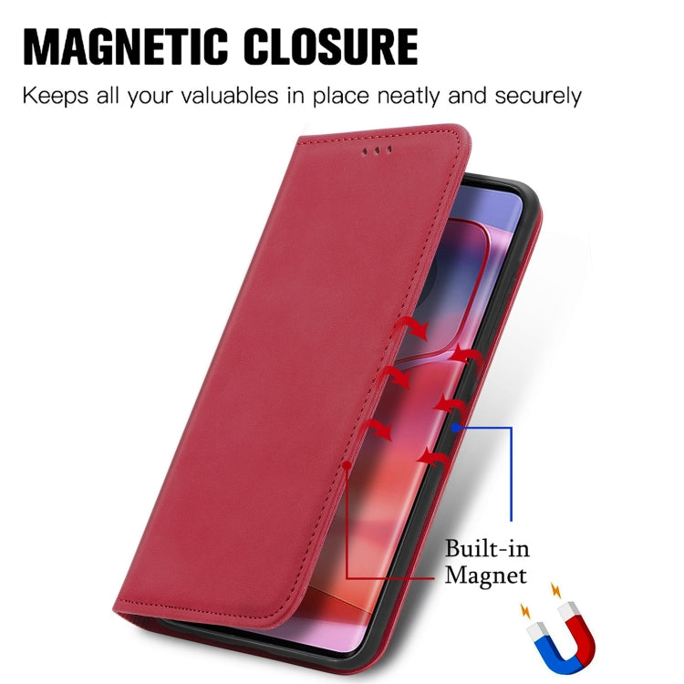 For Motorola Edge 2024 Retro Skin Feel Magnetic Flip Leather Phone Case(Red) - Motorola Cases by PMC Jewellery | Online Shopping South Africa | PMC Jewellery | Buy Now Pay Later Mobicred