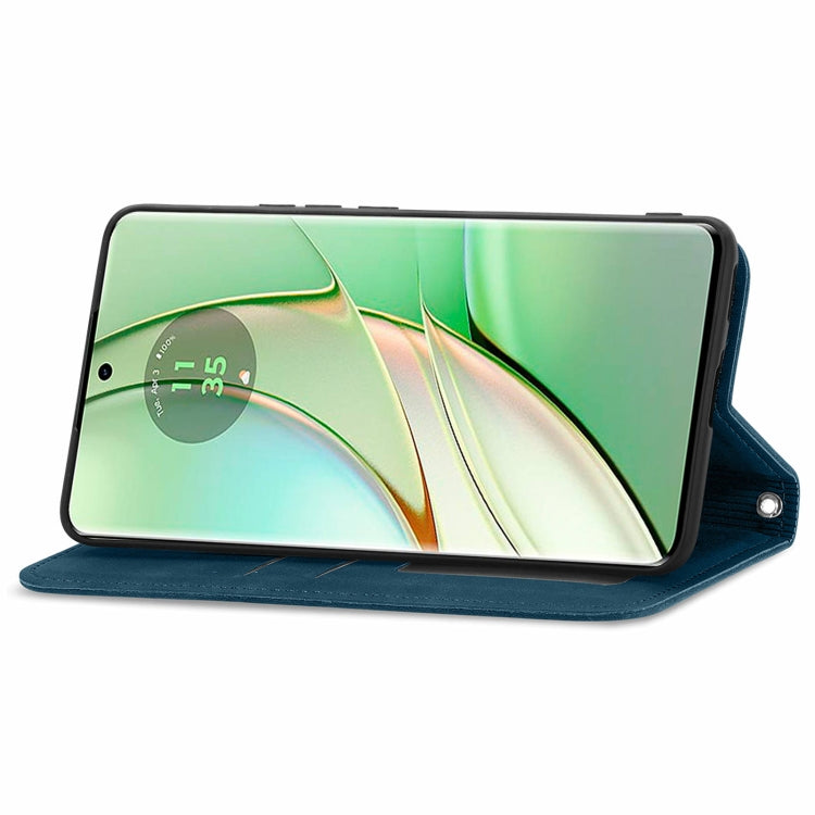 For Motorola Edge 2024 Retro Skin Feel Magnetic Flip Leather Phone Case(Blue) - Motorola Cases by PMC Jewellery | Online Shopping South Africa | PMC Jewellery | Buy Now Pay Later Mobicred