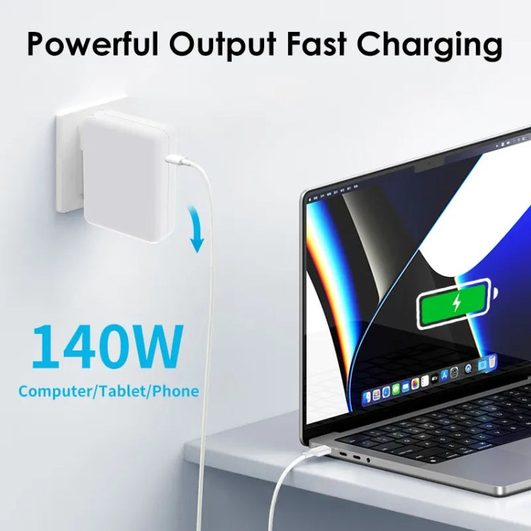 PD3.1 140W USB-C PD Laptop Power Adapter + 2m 5A USB-C to USB-C Data Cable EU Plug - Cable & Adapter by PMC Jewellery | Online Shopping South Africa | PMC Jewellery | Buy Now Pay Later Mobicred