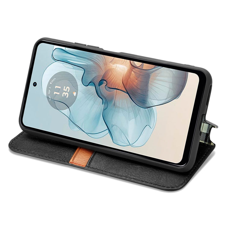 For Motorola Moto G24 Power Cubic Grid Pressed Magnetic Leather Phone Case(Black) - Motorola Cases by PMC TechLife | Online Shopping South Africa | PMC TechLife | Buy Now Pay Later Mobicred