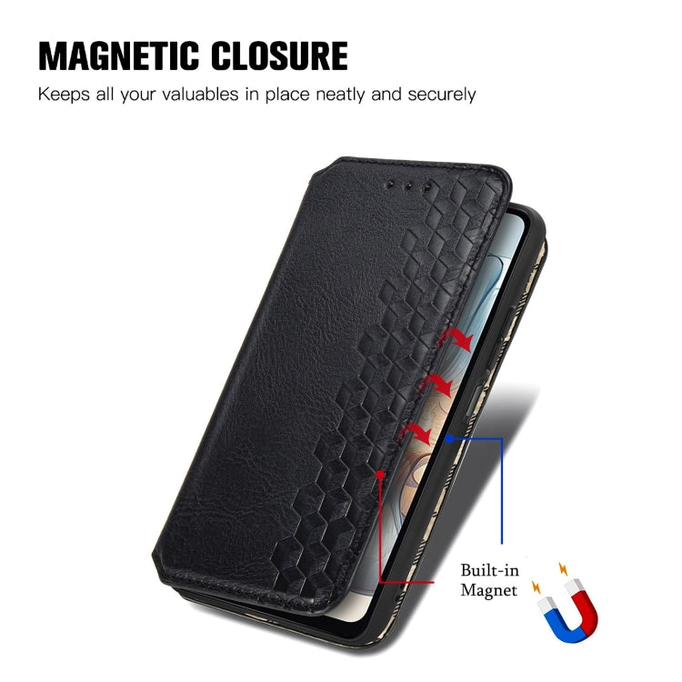 For Motorola Moto G24 Power Cubic Grid Pressed Magnetic Leather Phone Case(Black) - Motorola Cases by PMC TechLife | Online Shopping South Africa | PMC TechLife | Buy Now Pay Later Mobicred