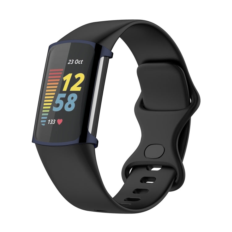 For Fitbit Charge 6 / 5 TPU Shell + Film Integrated Watch Protective Case(Blue) - Watch Cases by PMC TechLife | Online Shopping South Africa | PMC TechLife | Buy Now Pay Later Mobicred