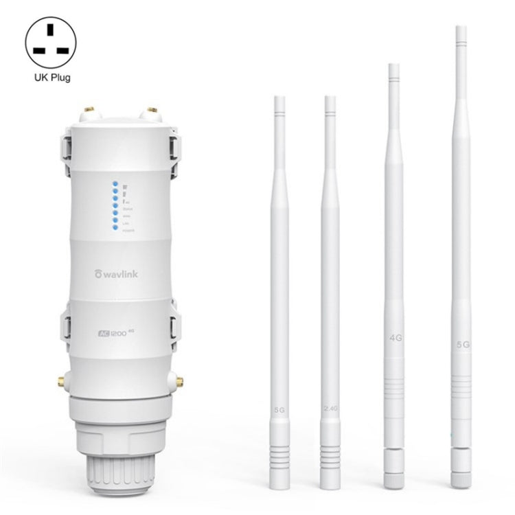 WAVLINK WN572HE4D AC1200 4G LTE WiFi Dual Band 4 Detachable Antennas Router, Plug:UK Plug - free shipping - PMC TechLife - Order now!