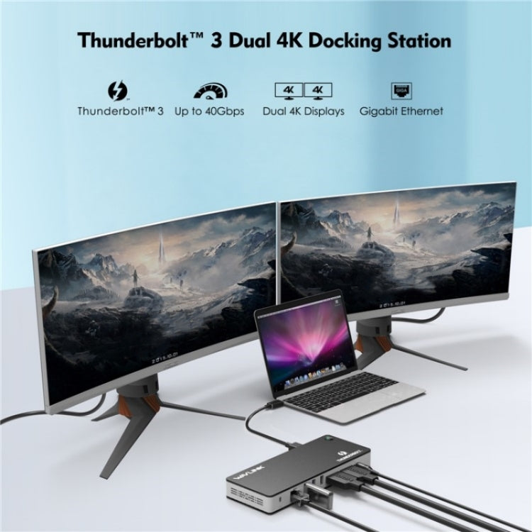WAVLINK UTD21H 11 in 1 4K Dual DisplayPort Hub Converter Thunderbolt 3 Docking Station, Plug:UK Plug - free shipping - PMc TechLife - Order now!