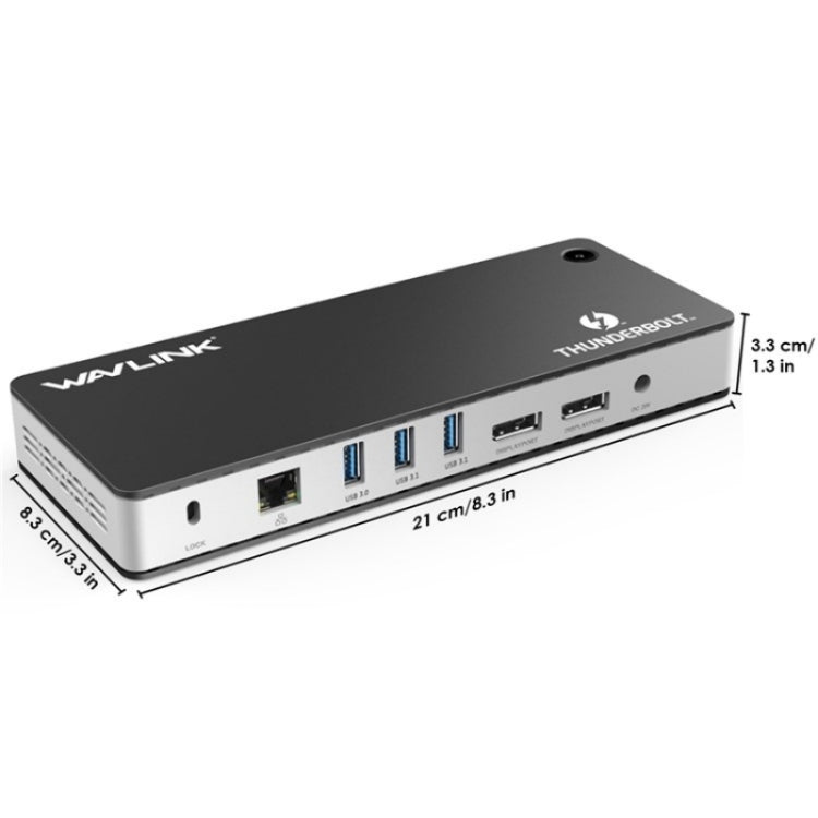 WAVLINK UTD21H 11 in 1 4K Dual DisplayPort Hub Converter Thunderbolt 3 Docking Station, Plug:US Plug - free shipping - PMc TechLife - Order now!