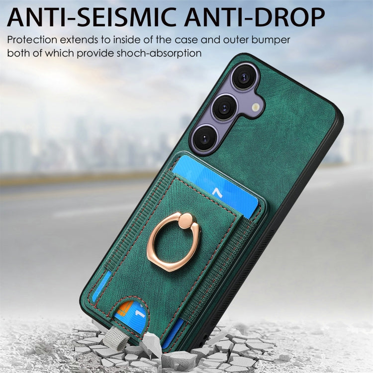 For Samsung Galaxy S25 5G Retro Splitable Magnetic Card Bag Leather Phone Case(Green) - Galaxy Phone Cases by PMC Jewellery | Online Shopping South Africa | PMC Jewellery | Buy Now Pay Later Mobicred