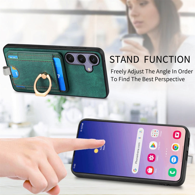 For Samsung Galaxy S25 5G Retro Splitable Magnetic Card Bag Leather Phone Case(Green) - Galaxy Phone Cases by PMC Jewellery | Online Shopping South Africa | PMC Jewellery | Buy Now Pay Later Mobicred