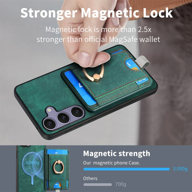 For Samsung Galaxy S25 5G Retro Splitable Magnetic Card Bag Leather Phone Case(Green) - Galaxy Phone Cases by PMC Jewellery | Online Shopping South Africa | PMC Jewellery | Buy Now Pay Later Mobicred