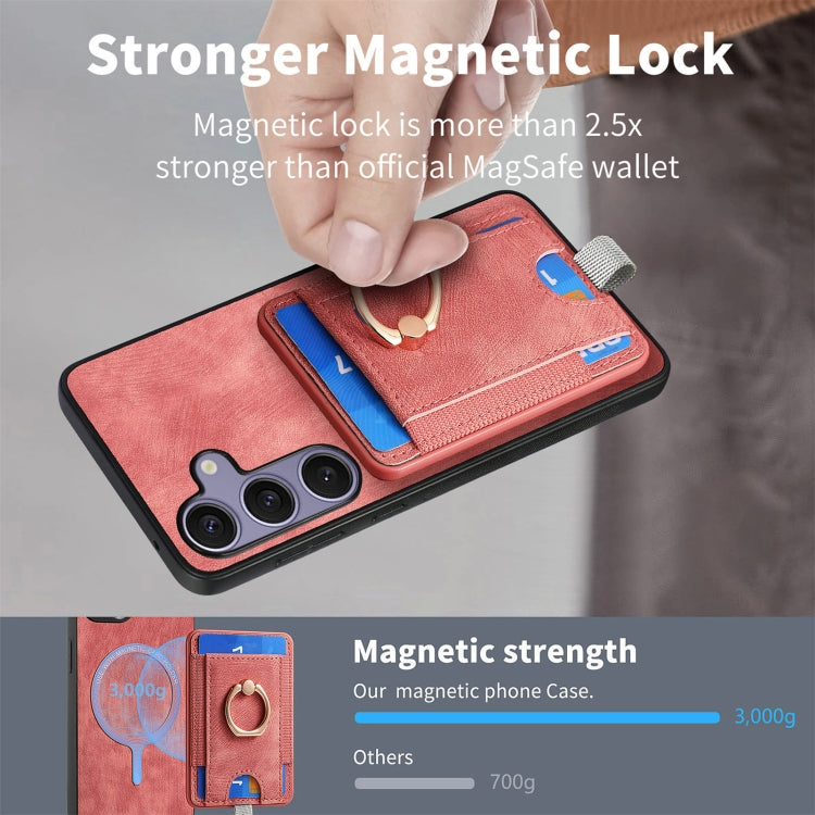 For Samsung Galaxy S25 5G Retro Splitable Magnetic Card Bag Leather Phone Case(Pink) - Galaxy Phone Cases by PMC Jewellery | Online Shopping South Africa | PMC Jewellery | Buy Now Pay Later Mobicred