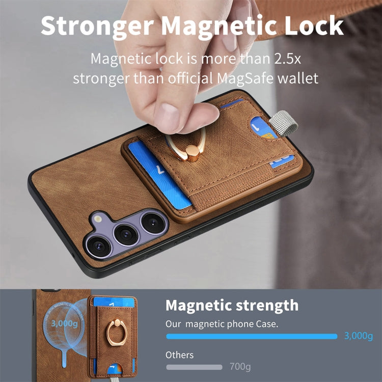 For Samsung Galaxy S25+ 5G Retro Splitable Magnetic Card Bag Leather Phone Case(Brown) - Galaxy Phone Cases by PMC Jewellery | Online Shopping South Africa | PMC Jewellery | Buy Now Pay Later Mobicred