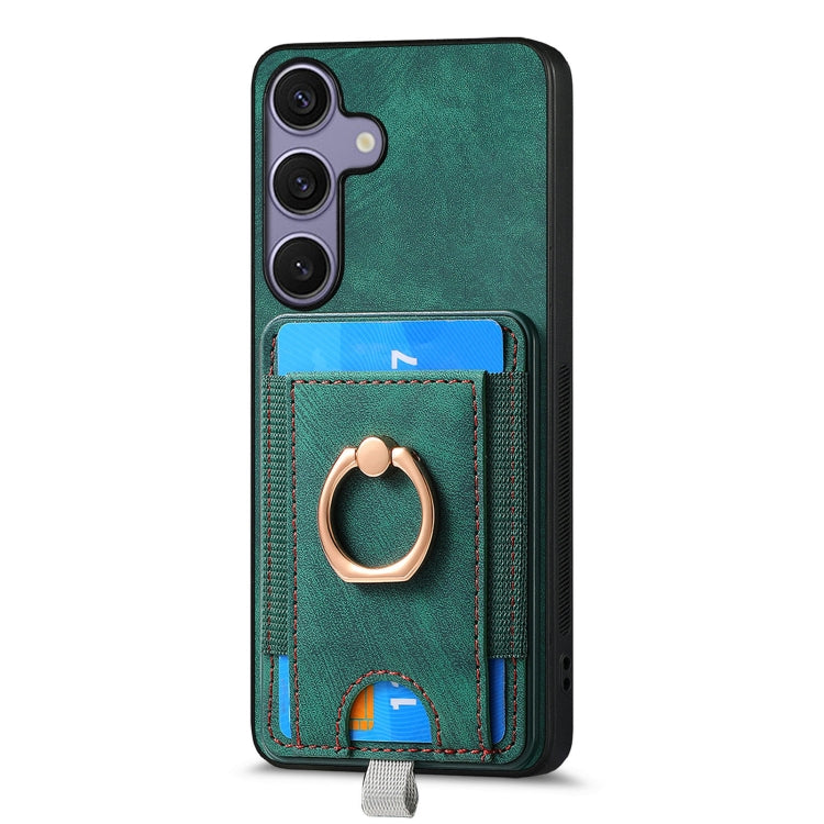 For Samsung Galaxy S25+ 5G Retro Splitable Magnetic Card Bag Leather Phone Case(Green) - Galaxy Phone Cases by PMC Jewellery | Online Shopping South Africa | PMC Jewellery | Buy Now Pay Later Mobicred