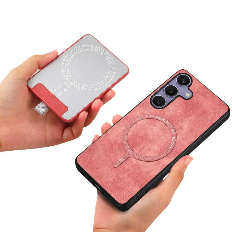For Samsung Galaxy S25+ 5G Retro Splitable Magnetic Card Bag Leather Phone Case(Pink) - Galaxy Phone Cases by PMC Jewellery | Online Shopping South Africa | PMC Jewellery | Buy Now Pay Later Mobicred