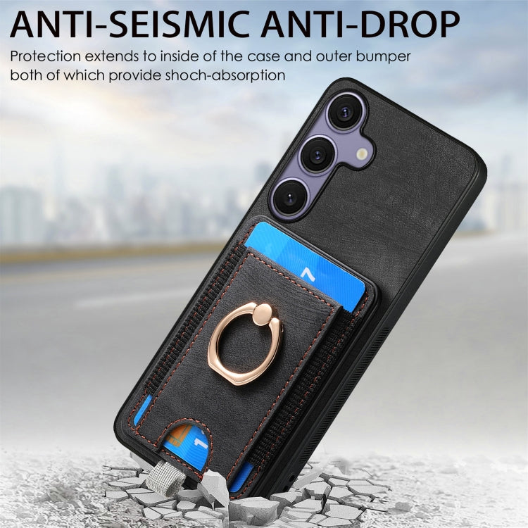 For Samsung Galaxy S25 Ultra 5G Retro Splitable Magnetic Card Bag Leather Phone Case(Black) - Galaxy Phone Cases by PMC Jewellery | Online Shopping South Africa | PMC Jewellery | Buy Now Pay Later Mobicred