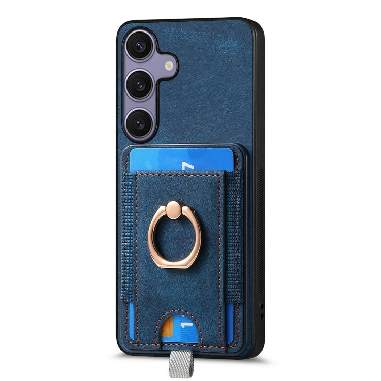 For Samsung Galaxy S25 Ultra 5G Retro Splitable Magnetic Card Bag Leather Phone Case(Blue) - Galaxy Phone Cases by PMC Jewellery | Online Shopping South Africa | PMC Jewellery | Buy Now Pay Later Mobicred