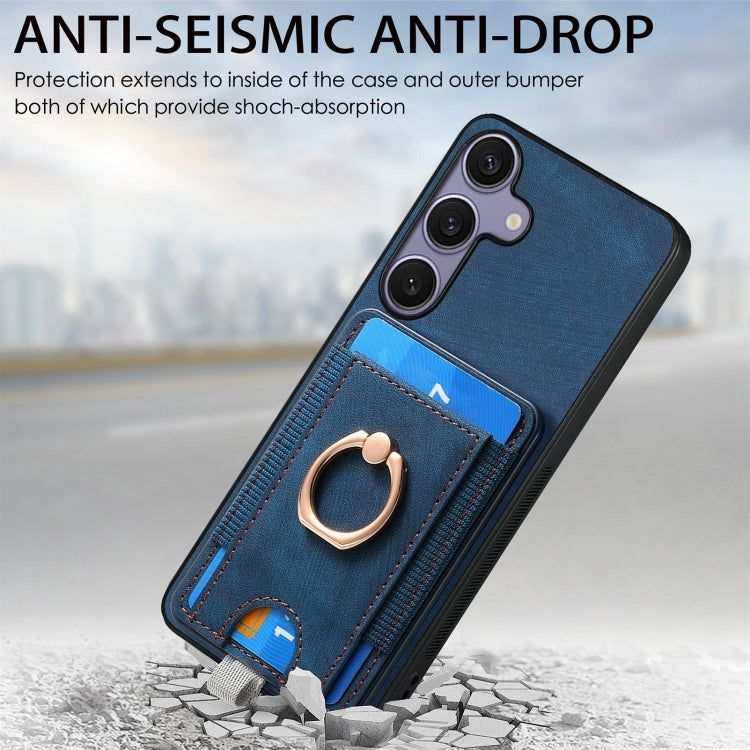 For Samsung Galaxy S25 Ultra 5G Retro Splitable Magnetic Card Bag Leather Phone Case(Blue) - Galaxy Phone Cases by PMC Jewellery | Online Shopping South Africa | PMC Jewellery | Buy Now Pay Later Mobicred