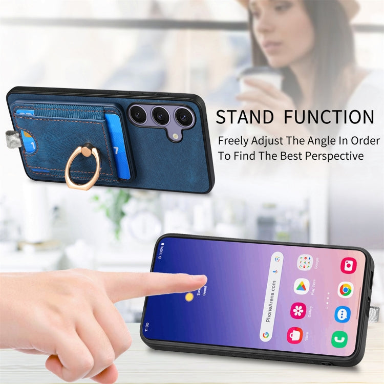 For Samsung Galaxy S25 Ultra 5G Retro Splitable Magnetic Card Bag Leather Phone Case(Blue) - Galaxy Phone Cases by PMC Jewellery | Online Shopping South Africa | PMC Jewellery | Buy Now Pay Later Mobicred
