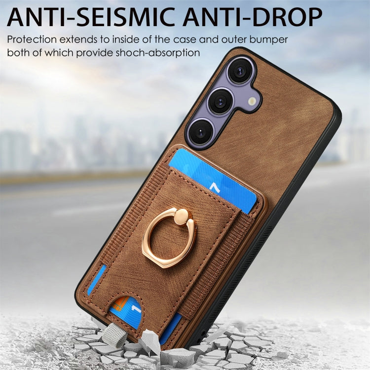 For Samsung Galaxy S25 Ultra 5G Retro Splitable Magnetic Card Bag Leather Phone Case(Brown) - Galaxy Phone Cases by PMC Jewellery | Online Shopping South Africa | PMC Jewellery | Buy Now Pay Later Mobicred