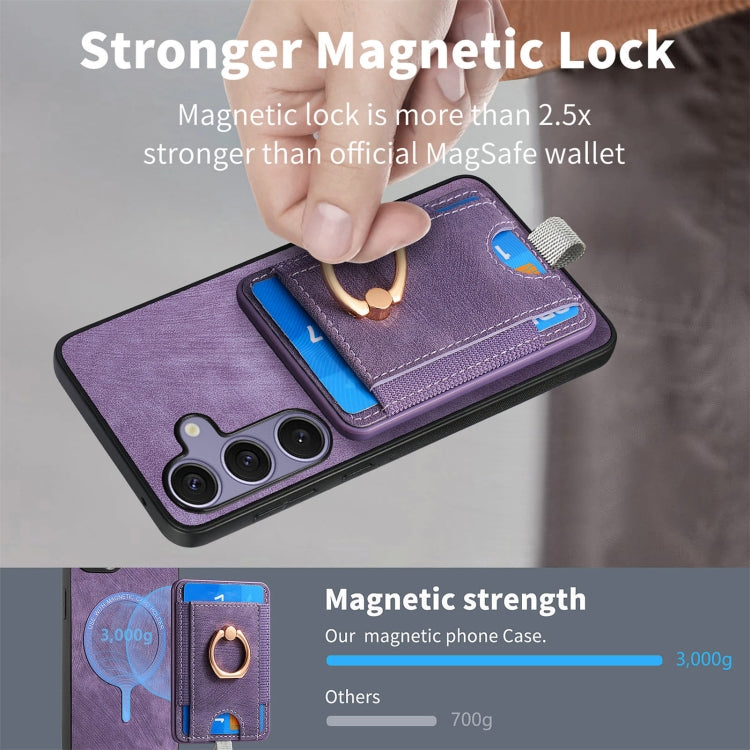 For Samsung Galaxy S25 Ultra 5G Retro Splitable Magnetic Card Bag Leather Phone Case(Purple) - Galaxy Phone Cases by PMC Jewellery | Online Shopping South Africa | PMC Jewellery | Buy Now Pay Later Mobicred