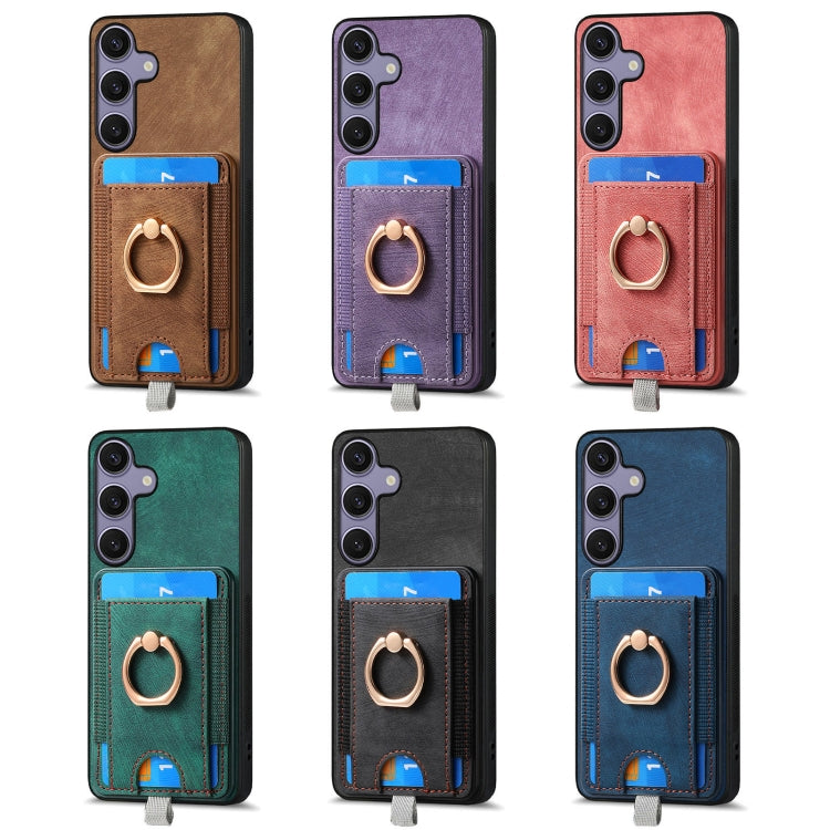 For Samsung Galaxy S25 5G Retro Splitable Magnetic Card Bag Leather Phone Case(Brown) - Galaxy Phone Cases by PMC Jewellery | Online Shopping South Africa | PMC Jewellery | Buy Now Pay Later Mobicred
