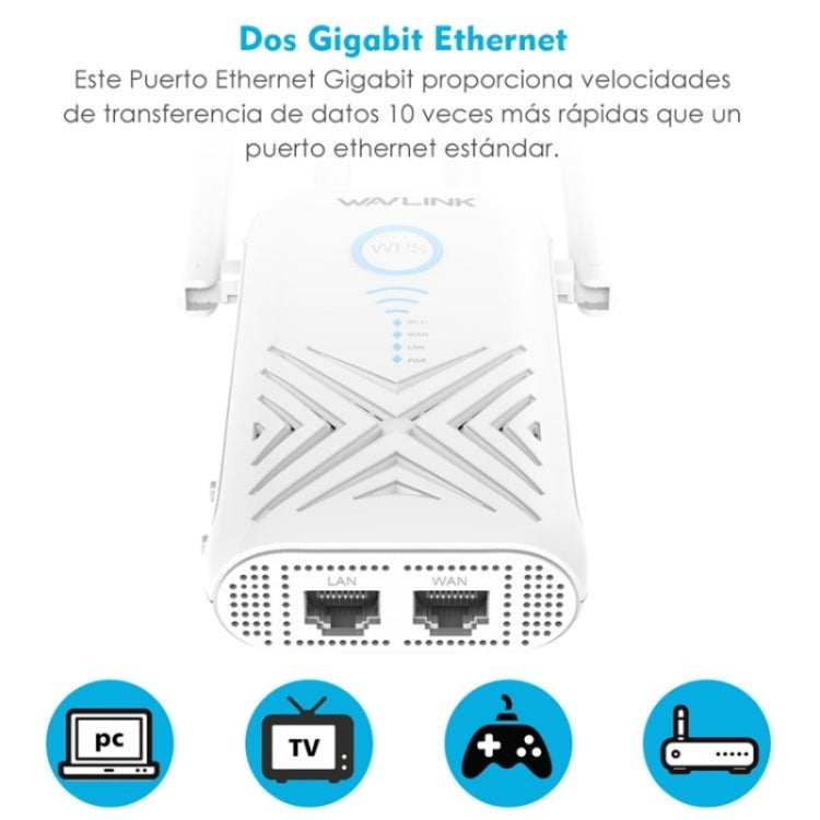 WAVLINK WN579X3 With 5dBi Antennas AC1200 Wireless Router 2.4G / 5G Dual Band WiFi Repeater, Plug:EU Plug - free shipping - PMC Jewellery - Order now!