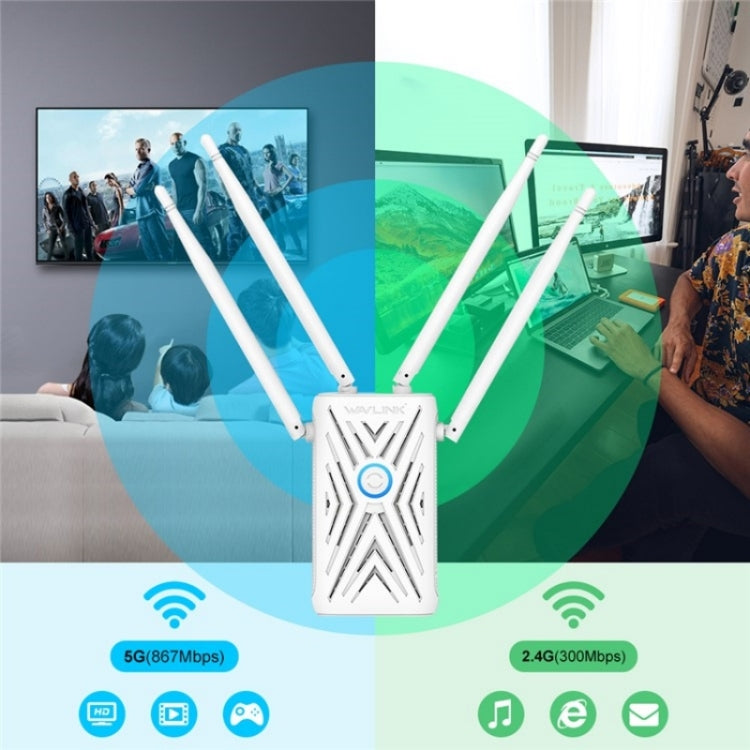 WAVLINK WN579A3 Home WiFi Extender 1200Mbps 2.4GHz / 5GHz Dual Band AP Wireless Router, Plug:UK Plug - free shipping - PMC Jewellery - Order now!