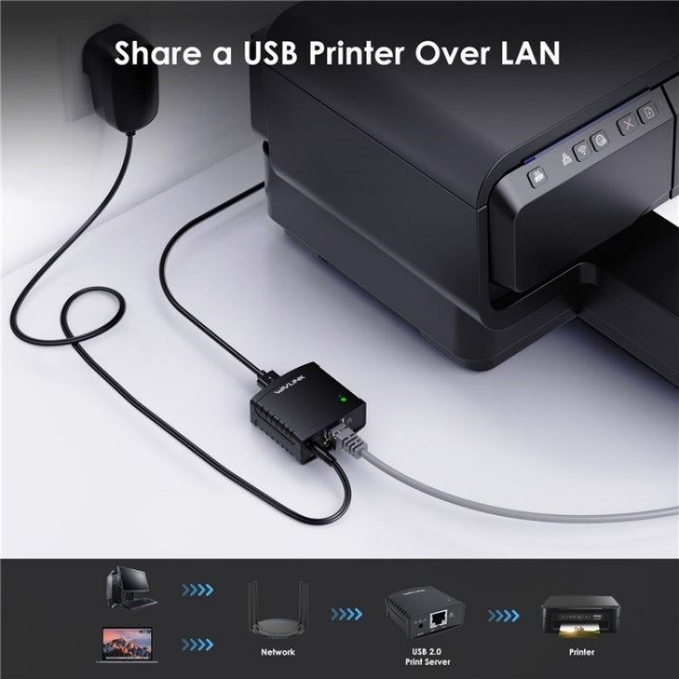 WAVLINK NU72P11 100Mbps Network Print Server USB 2.0 Network Printer Power Adapter(UK Plug) - Printer Accessories by WAVLINK | Online Shopping South Africa | PMC TechLife | Buy Now Pay Later Mobicred