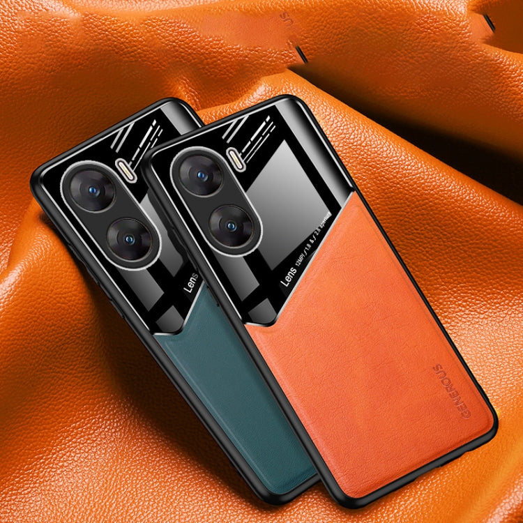 For vivo V29e Global All-inclusive Leather Organic Glass Phone Case(Green) - vivo Cases by PMC TechLife | Online Shopping South Africa | PMC TechLife | Buy Now Pay Later Mobicred
