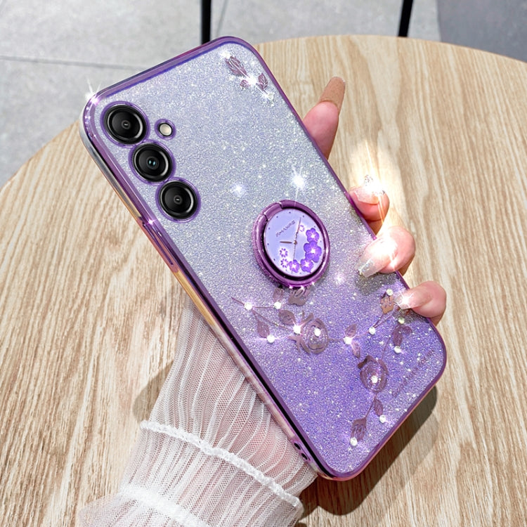 For Samsung Galaxy S25+ 5G Gradient Glitter Immortal Flower Ring All-inclusive Phone Case(Purple) - Galaxy S25+ 5G Cases by PMC Jewellery | Online Shopping South Africa | PMC Jewellery | Buy Now Pay Later Mobicred