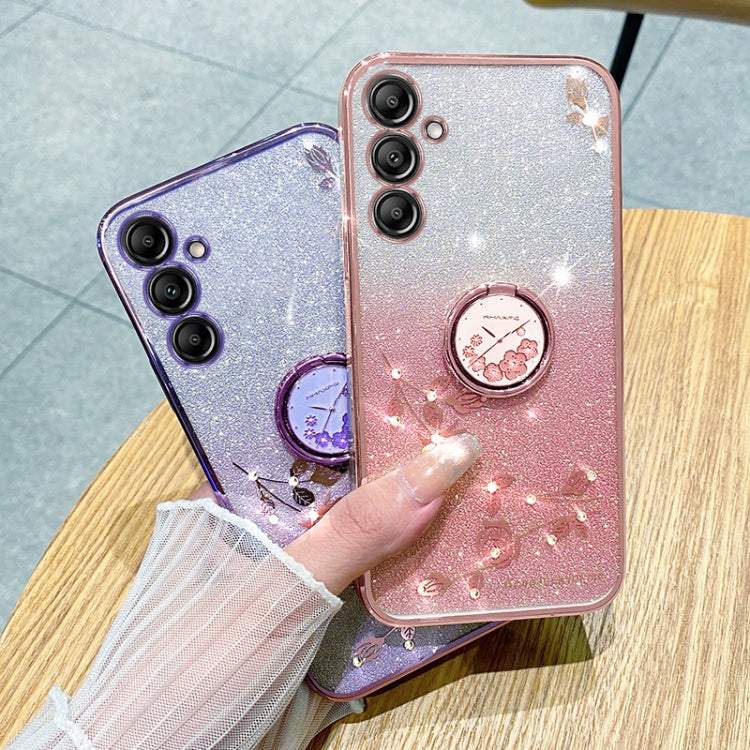 For Samsung Galaxy S25+ 5G Gradient Glitter Immortal Flower Ring All-inclusive Phone Case(Purple) - Galaxy S25+ 5G Cases by PMC Jewellery | Online Shopping South Africa | PMC Jewellery | Buy Now Pay Later Mobicred