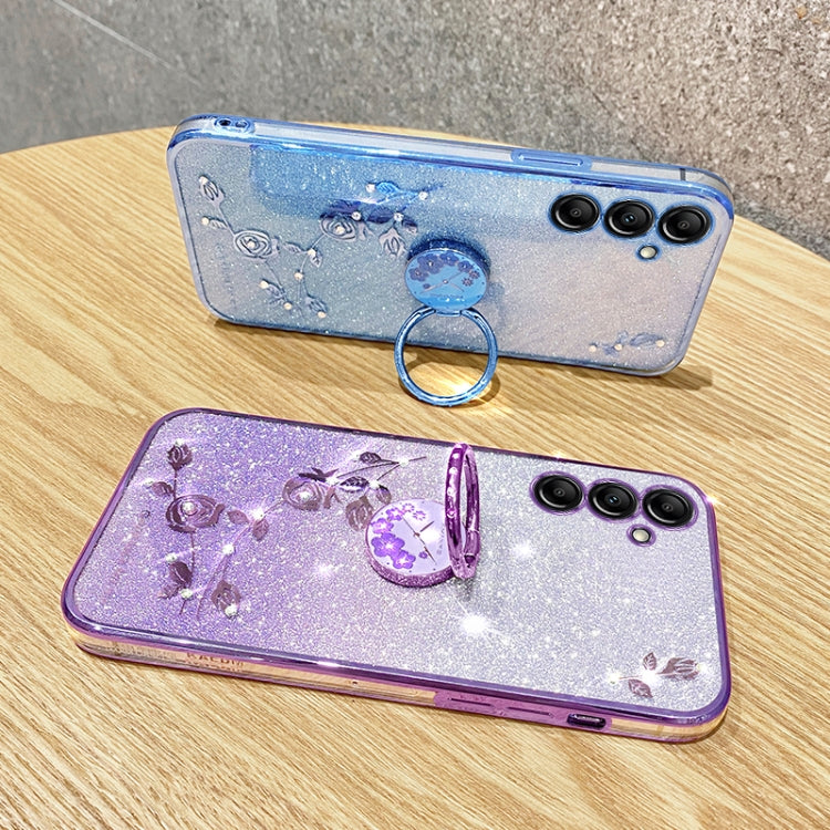 For Samsung Galaxy S25+ 5G Gradient Glitter Immortal Flower Ring All-inclusive Phone Case(Purple) - Galaxy S25+ 5G Cases by PMC Jewellery | Online Shopping South Africa | PMC Jewellery | Buy Now Pay Later Mobicred