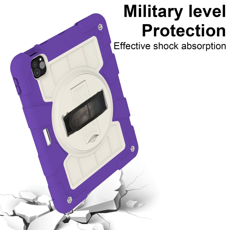 For iPad Air 11 2024 Silicone Hybrid PC Shockproof Tablet Case with Shoulder Strap(Catharanthus Roseus) - iPad Air 11 2024 Cases by PMC TechLife | Online Shopping South Africa | PMC TechLife | Buy Now Pay Later Mobicred