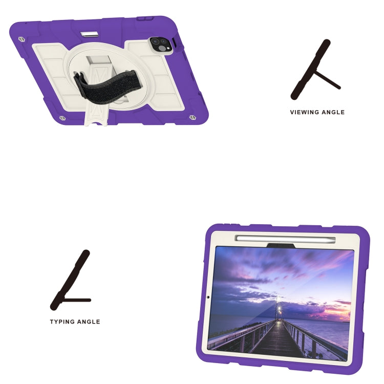 For iPad Air 11 2024 Silicone Hybrid PC Shockproof Tablet Case with Shoulder Strap(Catharanthus Roseus) - iPad Air 11 2024 Cases by PMC TechLife | Online Shopping South Africa | PMC TechLife | Buy Now Pay Later Mobicred