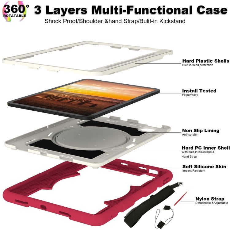 For iPad Air 11 2025 / 2024 Silicone Hybrid PC Shockproof Tablet Case with Shoulder Strap(Feifan Magenta) - iPad Air 11 2025 / 2024 Cases by PMC TechLife | Online Shopping South Africa | PMC TechLife | Buy Now Pay Later Mobicred