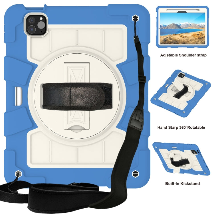 For iPad Air 11 2025 / 2024 Silicone Hybrid PC Shockproof Tablet Case with Shoulder Strap(Azure Blue) - iPad Air 11 2025 / 2024 Cases by PMC TechLife | Online Shopping South Africa | PMC TechLife | Buy Now Pay Later Mobicred