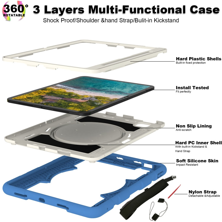 For iPad Air 11 2025 / 2024 Silicone Hybrid PC Shockproof Tablet Case with Shoulder Strap(Azure Blue) - iPad Air 11 2025 / 2024 Cases by PMC TechLife | Online Shopping South Africa | PMC TechLife | Buy Now Pay Later Mobicred