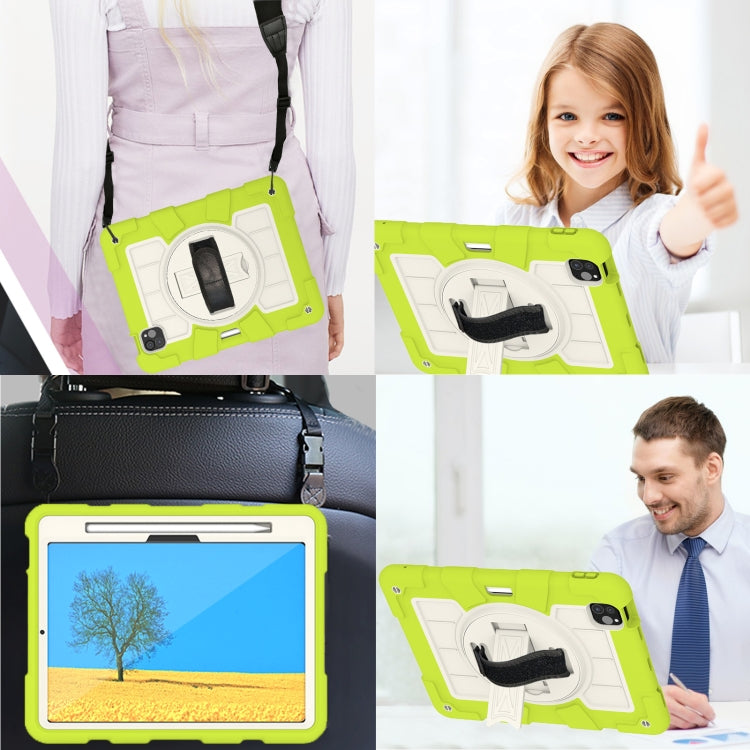 For iPad Air 11 2024 Silicone Hybrid PC Shockproof Tablet Case with Shoulder Strap(Love Birds Green) - iPad Air 11 2024 Cases by PMC TechLife | Online Shopping South Africa | PMC TechLife | Buy Now Pay Later Mobicred