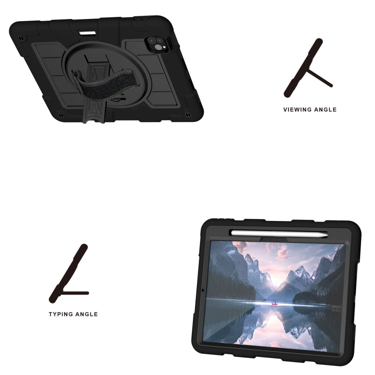 For iPad Air 11 2025 / 2024 Silicone Hybrid PC Shockproof Tablet Case with Shoulder Strap(Black) - iPad Air 11 2025 / 2024 Cases by PMC TechLife | Online Shopping South Africa | PMC TechLife | Buy Now Pay Later Mobicred