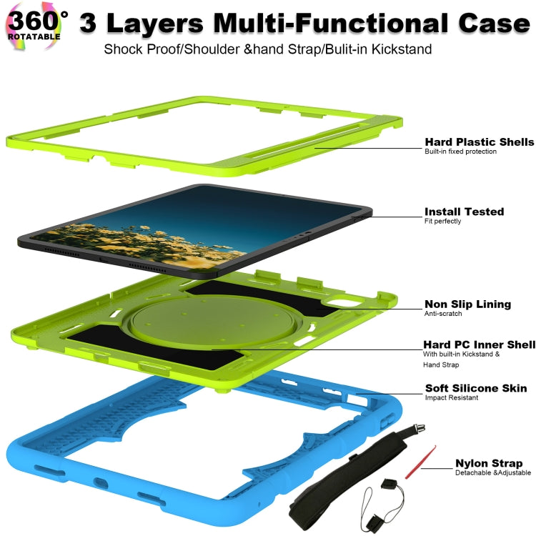 For iPad Air 11 2024 Silicone Hybrid PC Shockproof Tablet Case with Shoulder Strap(Bluish-Green) - iPad Air 11 2024 Cases by PMC TechLife | Online Shopping South Africa | PMC TechLife | Buy Now Pay Later Mobicred