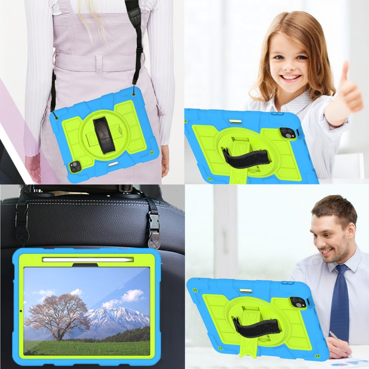 For iPad Air 11 2024 Silicone Hybrid PC Shockproof Tablet Case with Shoulder Strap(Bluish-Green) - iPad Air 11 2024 Cases by PMC TechLife | Online Shopping South Africa | PMC TechLife | Buy Now Pay Later Mobicred