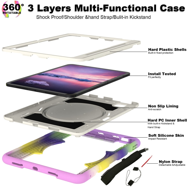 For iPad Air 11 2025 / 2024 Silicone Hybrid PC Shockproof Tablet Case with Shoulder Strap(Colorful Purple) - free shipping - PMC TechLife - Order now!