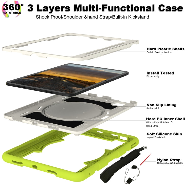 For iPad Pro 11 2024 Silicone Hybrid PC Shockproof Tablet Case with Shoulder Strap(Love Birds Green) - iPad Pro 11 2024 Cases by PMC TechLife | Online Shopping South Africa | PMC TechLife | Buy Now Pay Later Mobicred