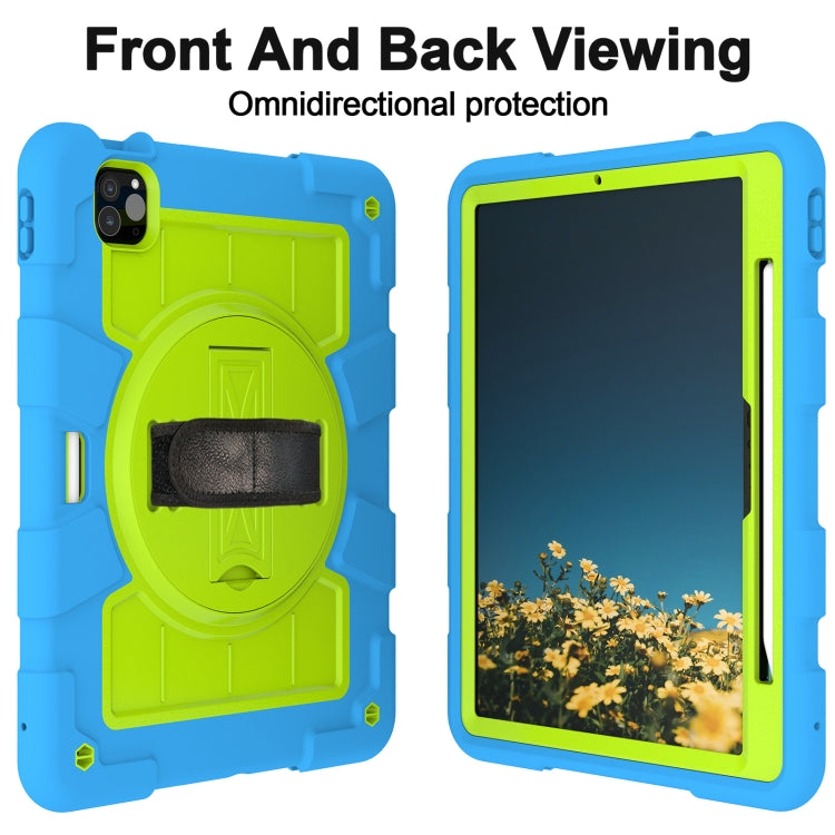 For iPad Pro 11 2024 Silicone Hybrid PC Shockproof Tablet Case with Shoulder Strap(Bluish-Green) - iPad Pro 11 2024 Cases by PMC TechLife | Online Shopping South Africa | PMC TechLife | Buy Now Pay Later Mobicred