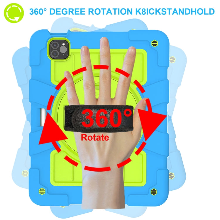 For iPad Pro 11 2024 Silicone Hybrid PC Shockproof Tablet Case with Shoulder Strap(Bluish-Green) - iPad Pro 11 2024 Cases by PMC TechLife | Online Shopping South Africa | PMC TechLife | Buy Now Pay Later Mobicred