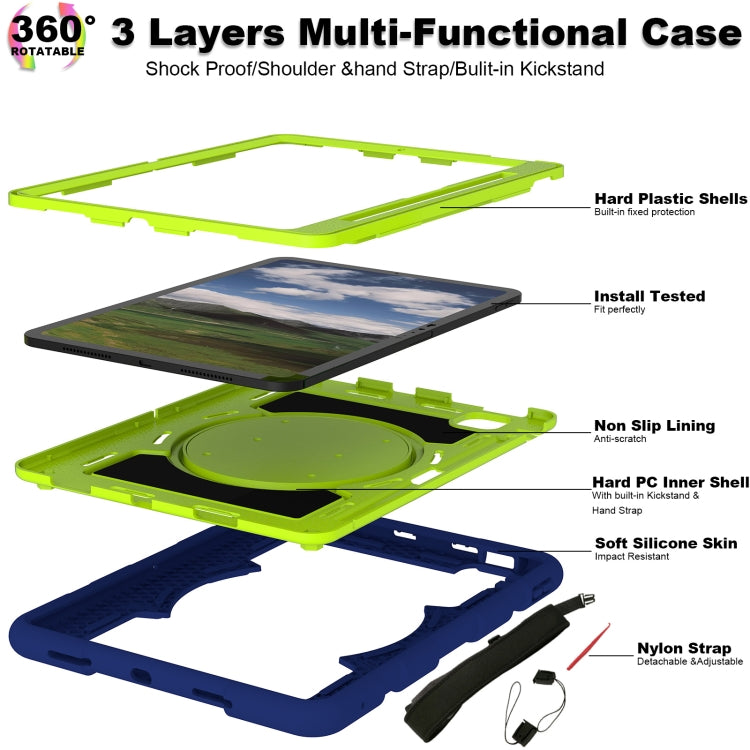 For iPad Pro 11 2024 Silicone Hybrid PC Shockproof Tablet Case with Shoulder Strap(Tibetan Turquoise) - free shipping - PMC TechLife - Order now!