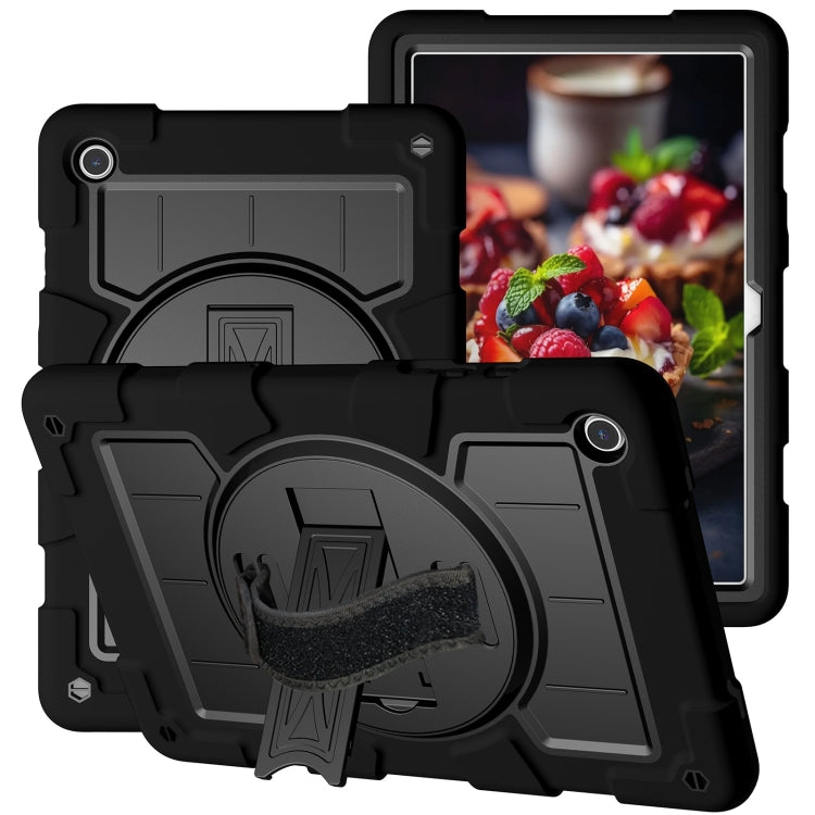 For Samsung Galaxy Tab A9+ Silicone Hybrid PC Shockproof Tablet Case with Shoulder Strap(Black) - Galaxy Tab A9+ by PMC TechLife | Online Shopping South Africa | PMC TechLife