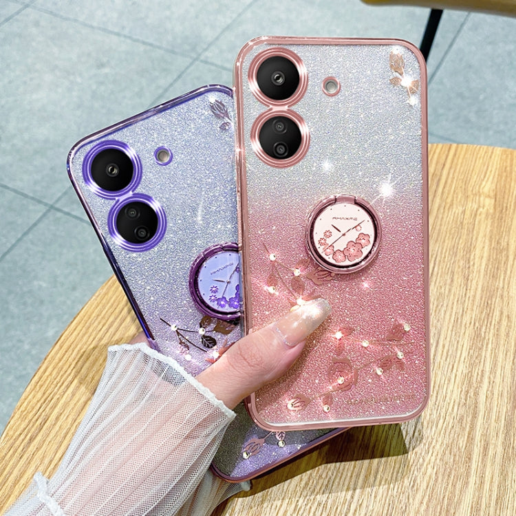 For Xiaomi Redmi 13C 4G Gradient Glitter Immortal Flower Ring All-inclusive Phone Case(Pink) - 13C Cases by PMC TechLife | Online Shopping South Africa | PMC TechLife | Buy Now Pay Later Mobicred
